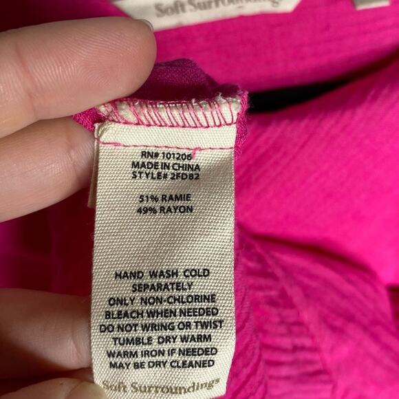 Soft Surroundings Giovinezza Womens Cowl Neck Cotton Pink Tunic Top Size Large - Picture 7 of 7
